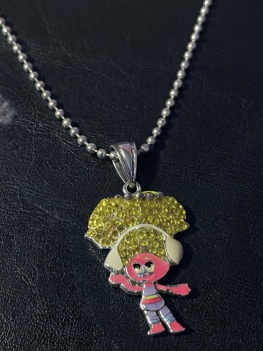 New rhinestone Trolls DJ bead ball chain necklace